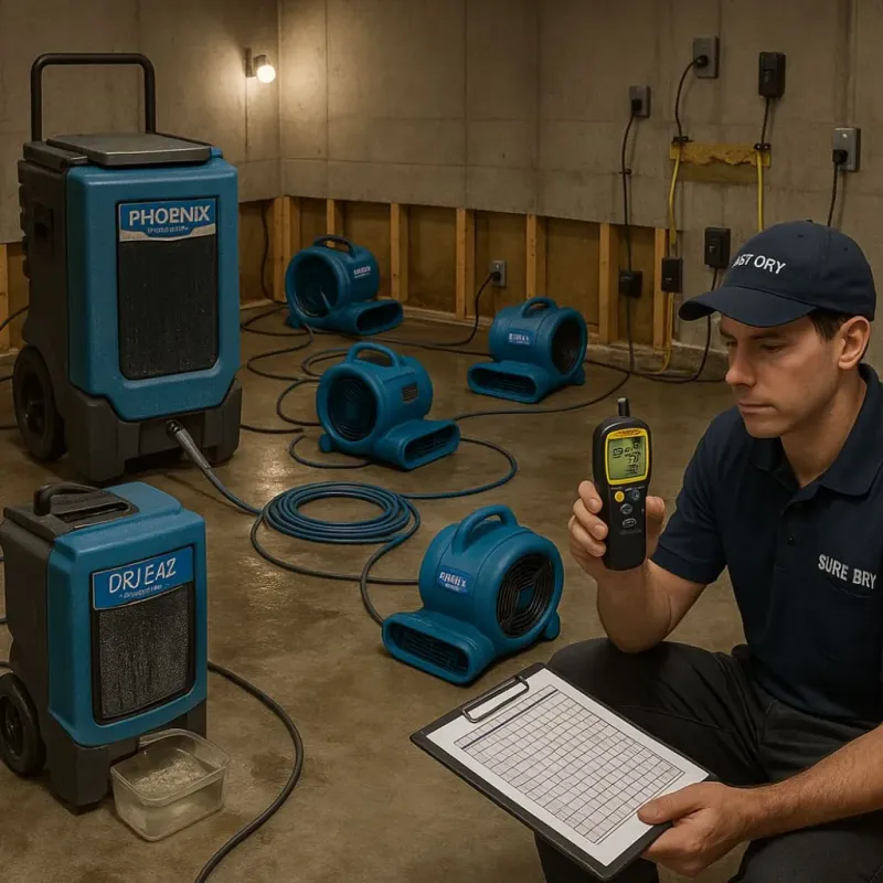Structural Drying and Dehumidification process in Danville, CA